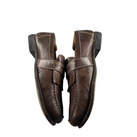 Johnston & Murphy Mens 10.5 M Brown Leather Slip On Tassel Dress Loafers - Picture 5 of 9
